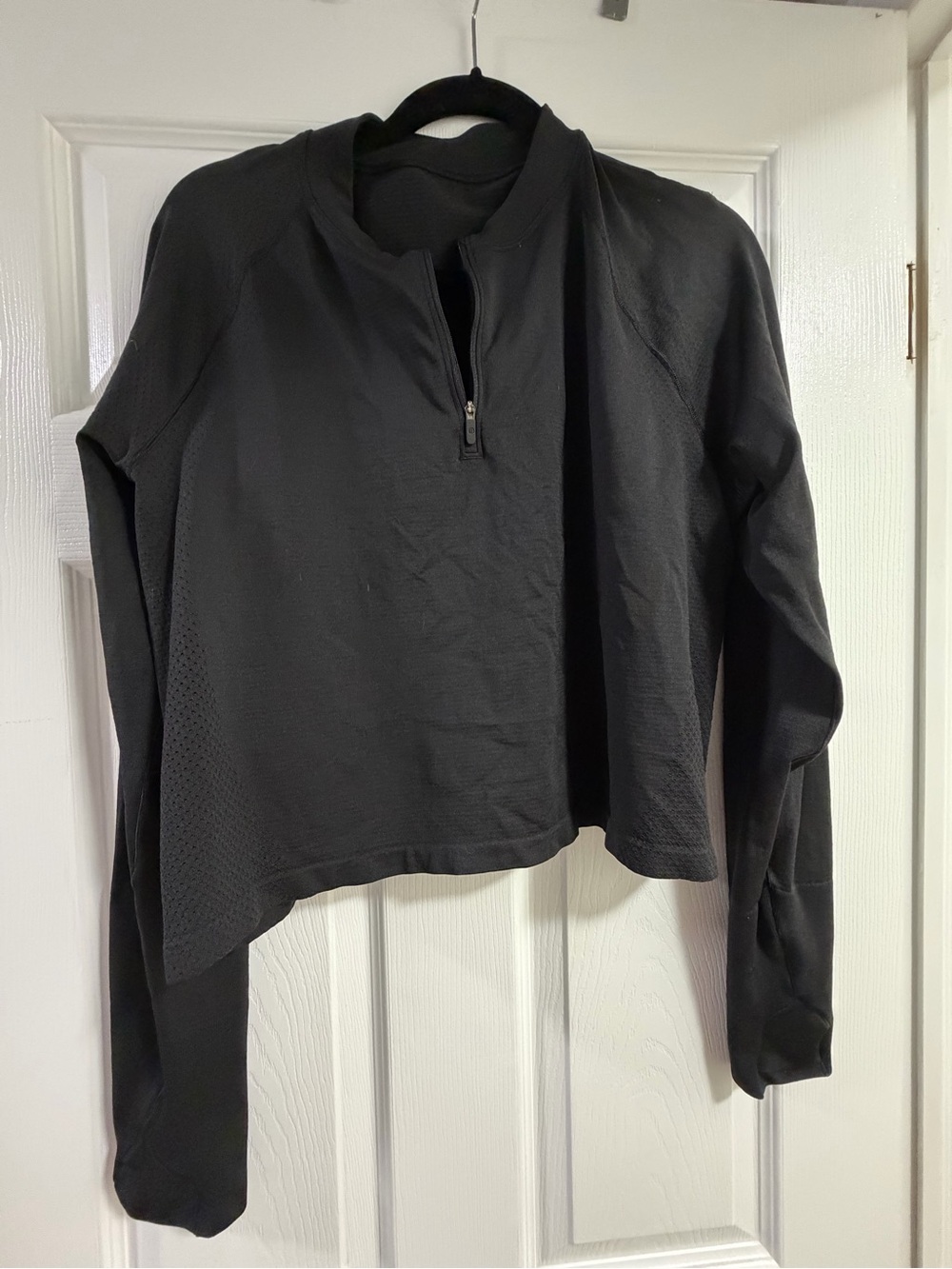lululemon athletica Black Quarter-Zip Cropped Pullover